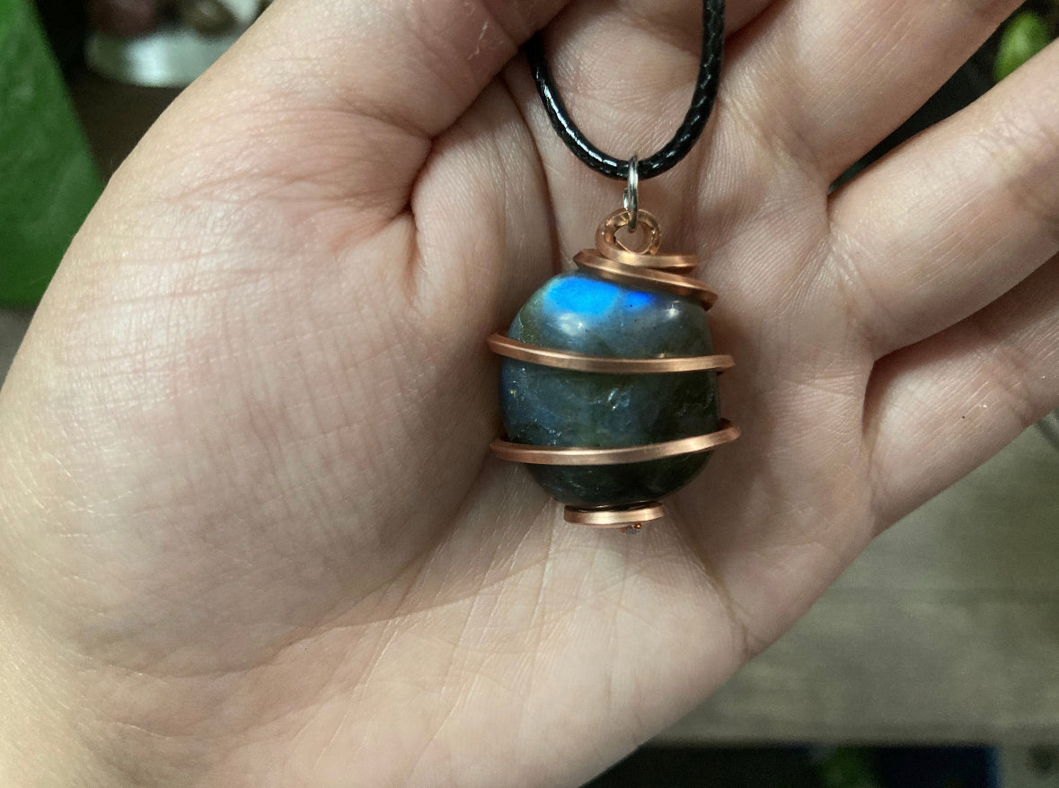 Hand Wrapped Crystal Tumble Cage Necklace