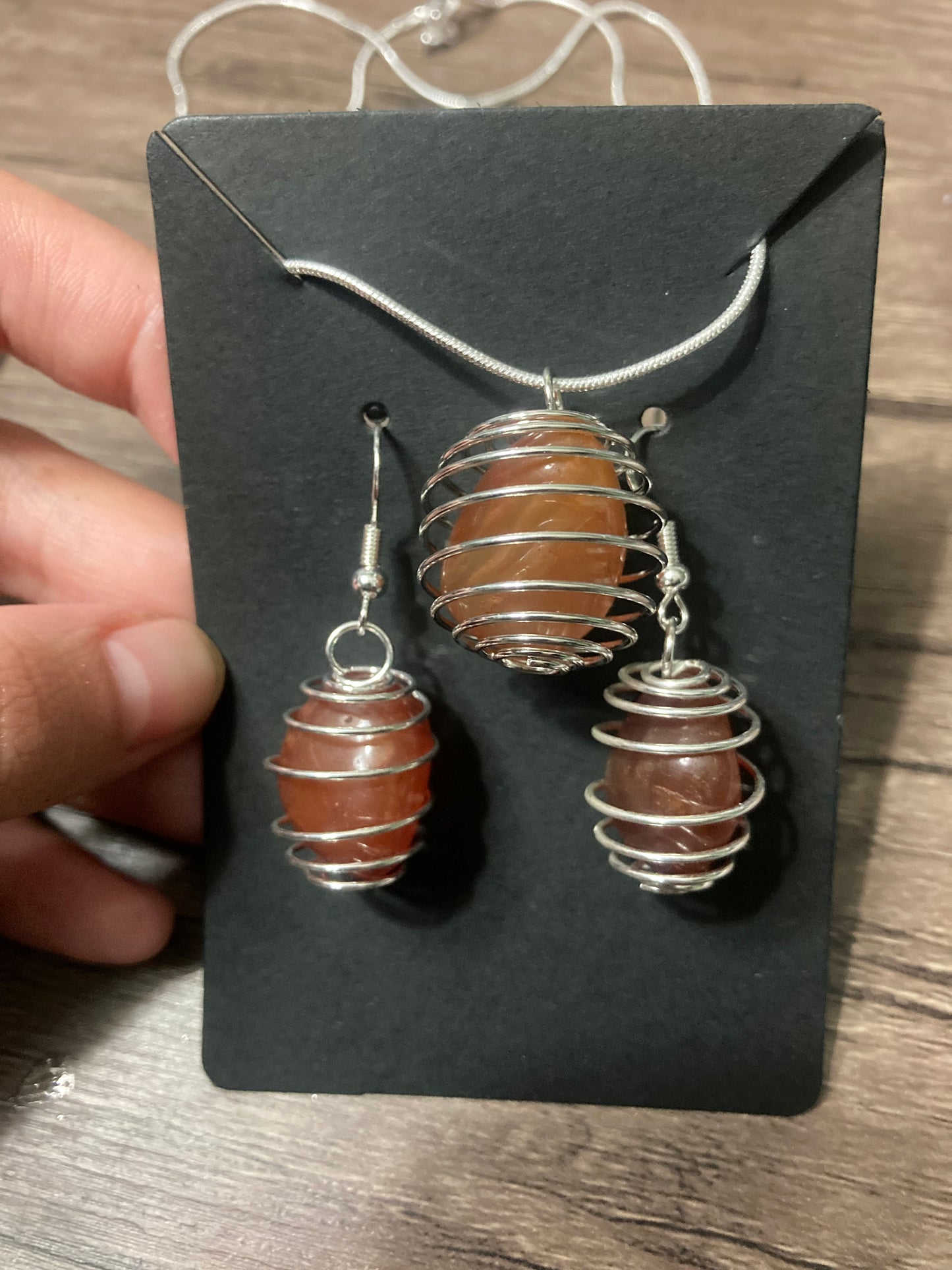 Carnelian Cage Jewelry Set