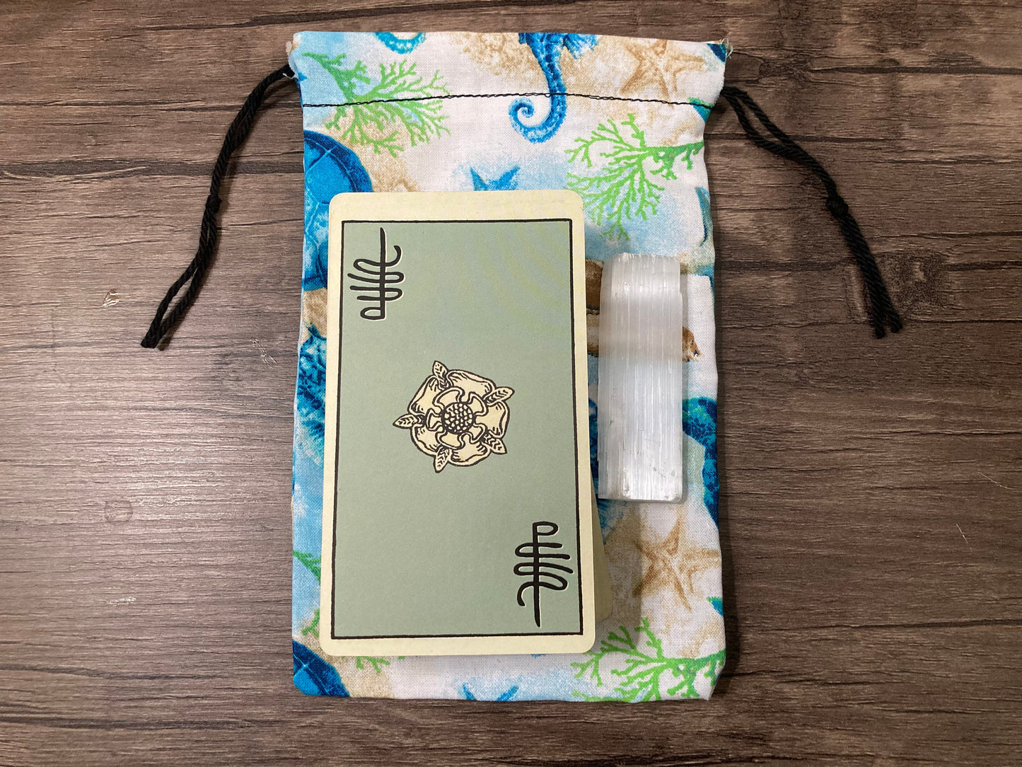 Handmade Cotton Tarot Bag | Seahorses