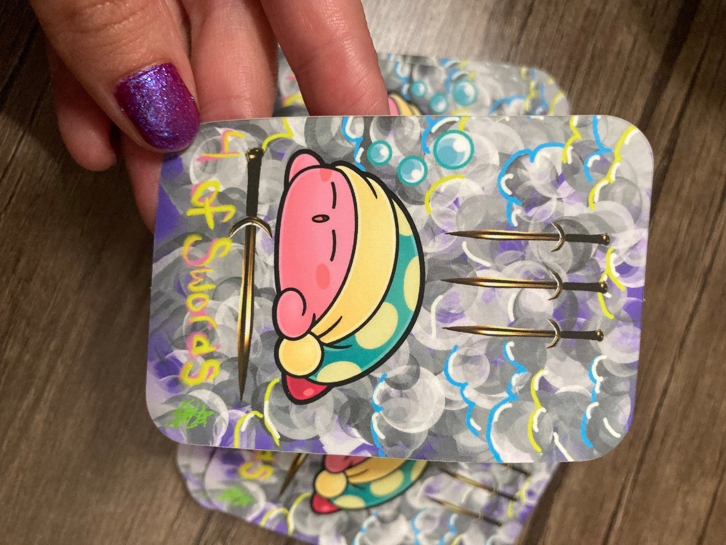 Original Art | 4 of Swords | 3x2 SOFT TOUCH Vinyl Sticker