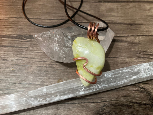 Wire Wrapped Serpentine Necklace