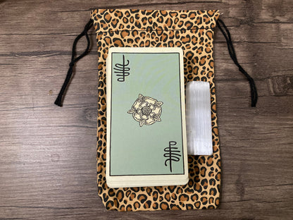 Handmade Cotton Tarot Bag | Cheetah Print