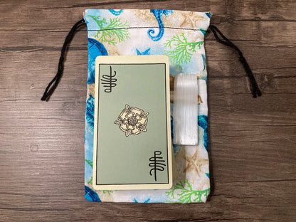 Handmade Cotton Tarot Bag | Seahorses