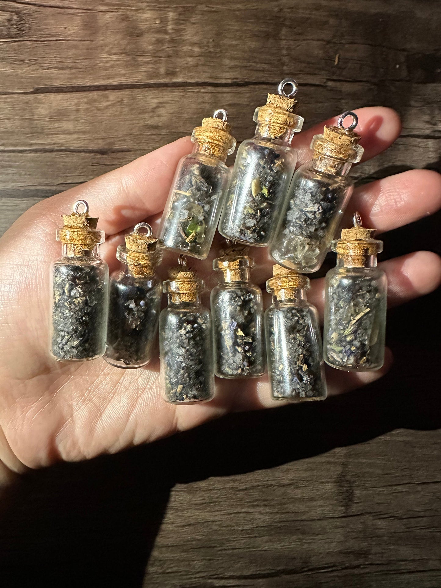 Witches Black Salt Protection Spell Jar Necklace